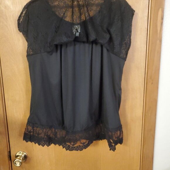 Self Esteem Peplum Lined Lace Top Womens 2X Black - Picture 5 of 6